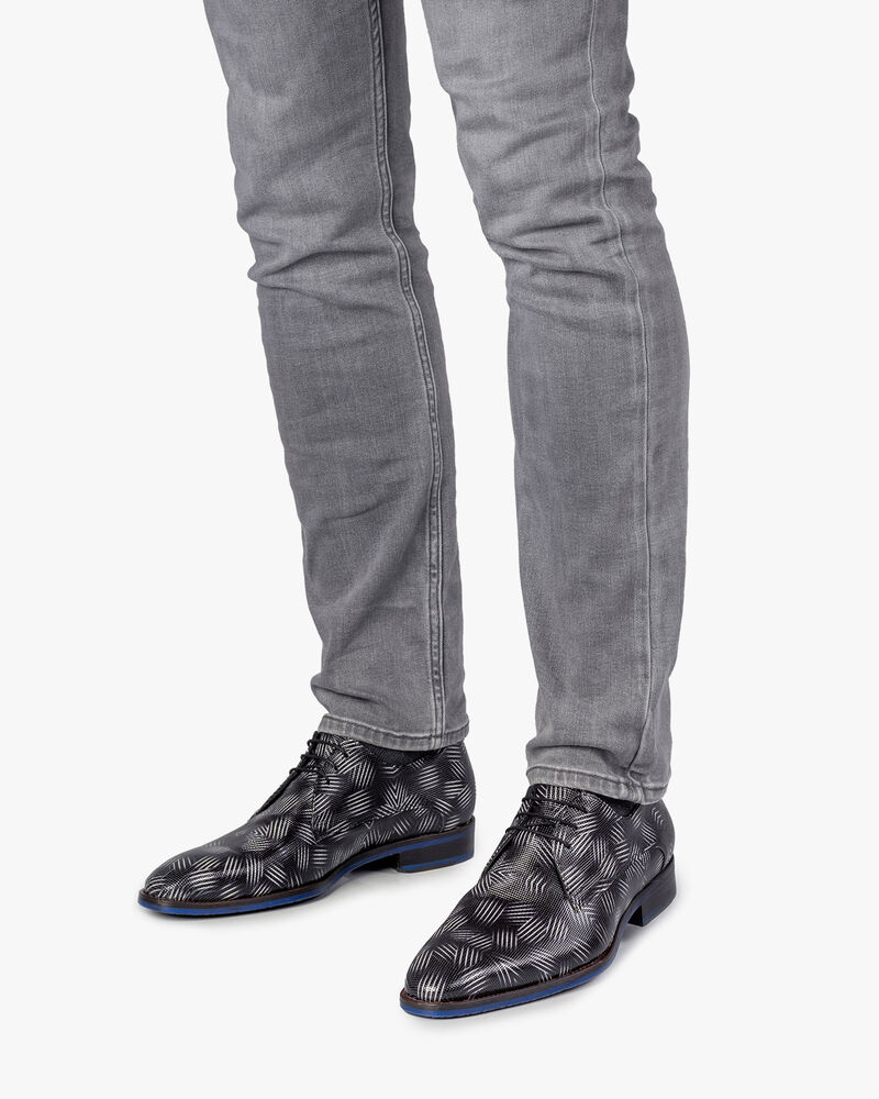 Veterschoen lakleer zwart/wit