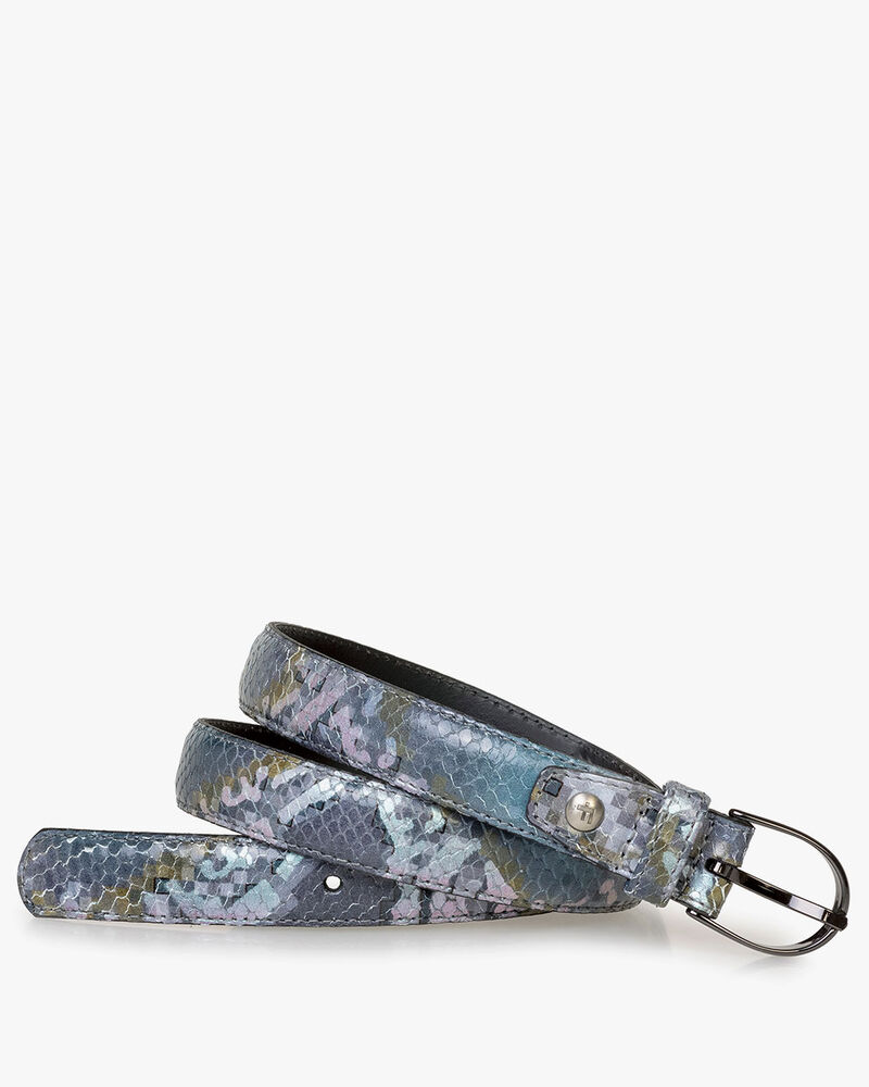 Riem geprint leer blauw
