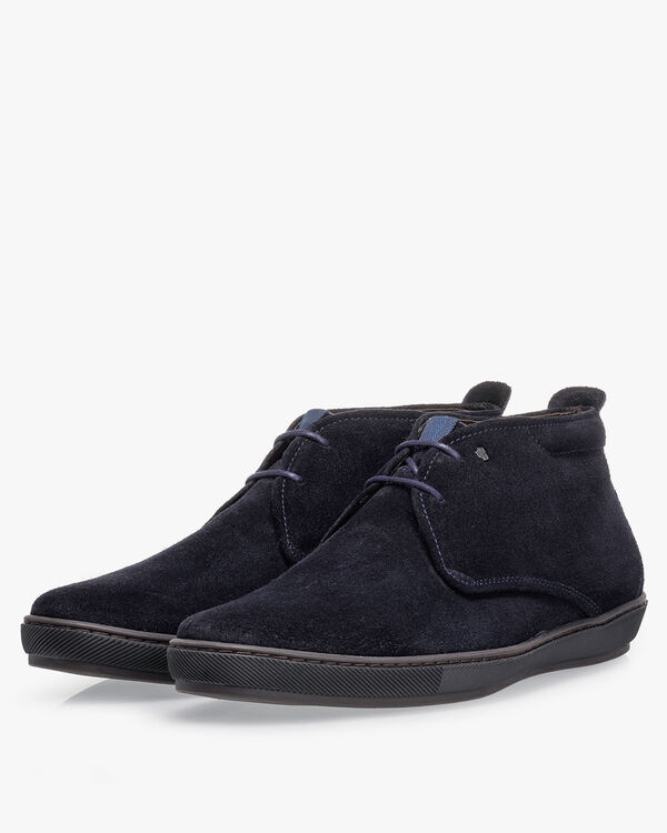 Lace boot suede dark blue