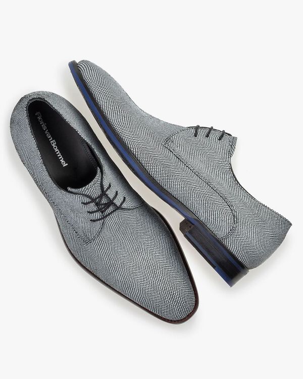 Lace shoe printed suede leather white