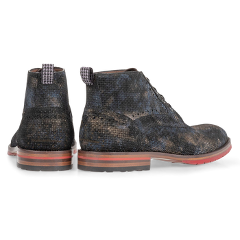 Lace boot bronze with print