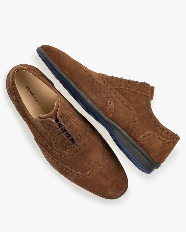 Lace shoe suede leather brown
