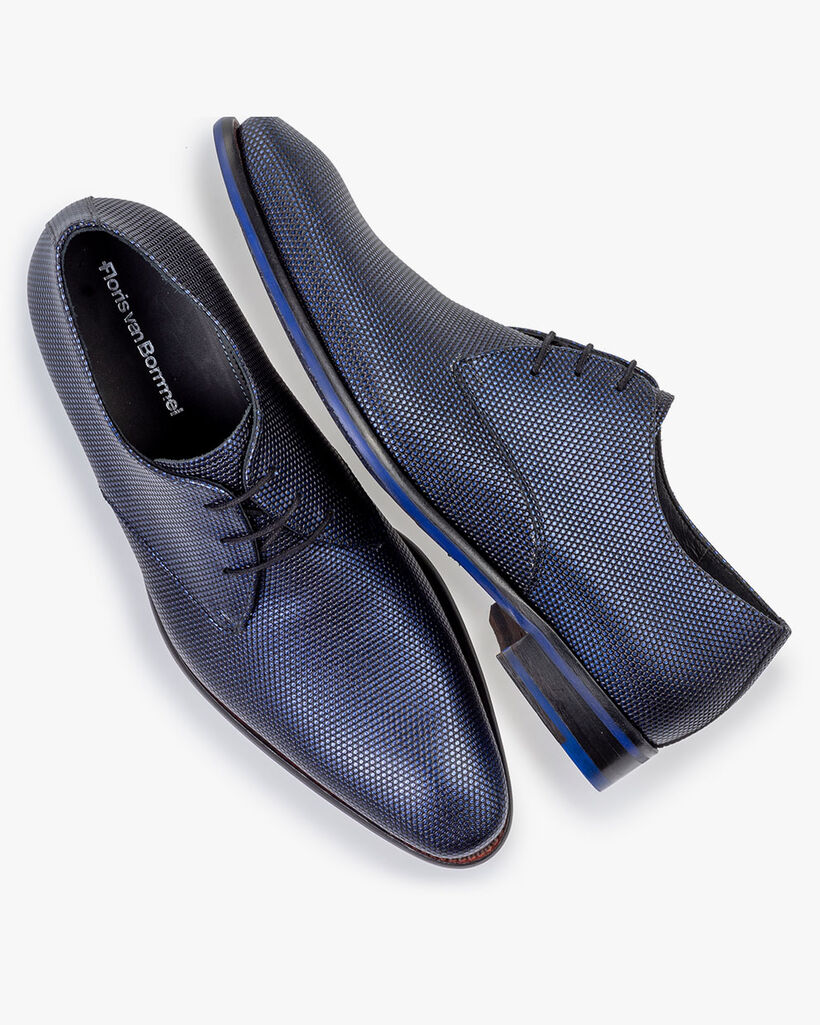 Veterschoen metallicprint donkerblauw