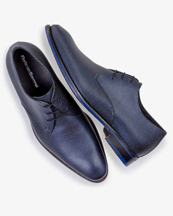 Veterschoen metallicprint donkerblauw