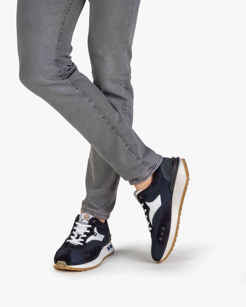 Sneaker textiel donkerblauw