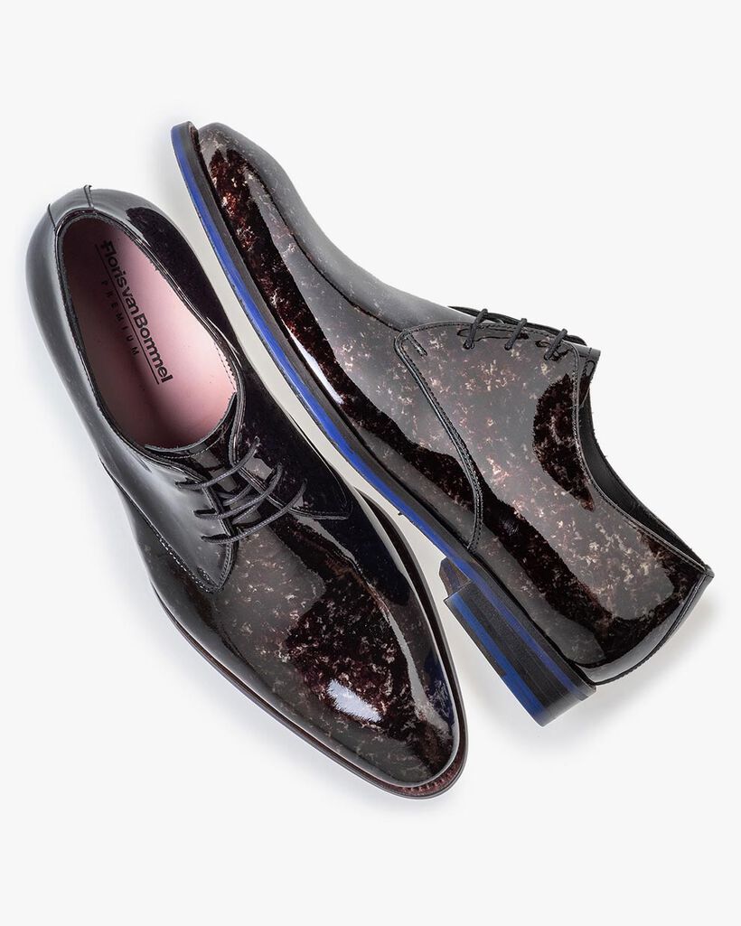 Veterschoen grijs lakleer