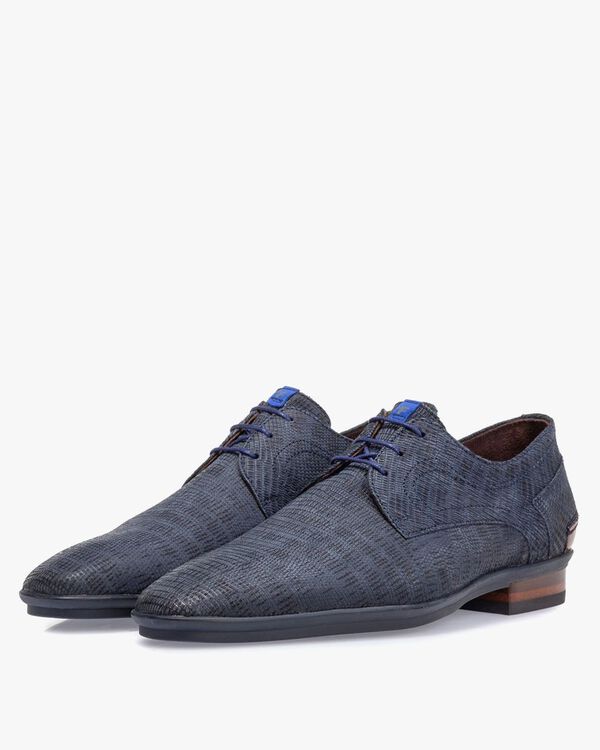 Veterschoen met print donkerblauw