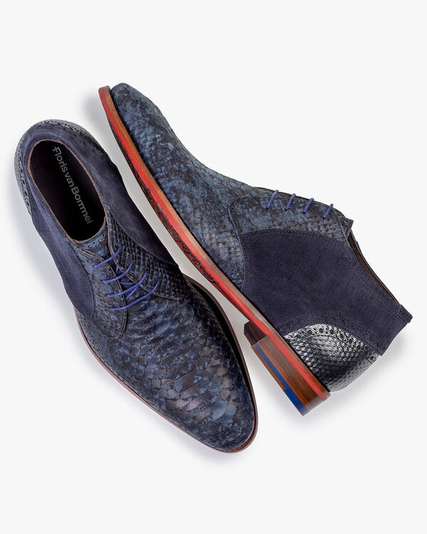 Veterboot nubuckleer donkerblauw