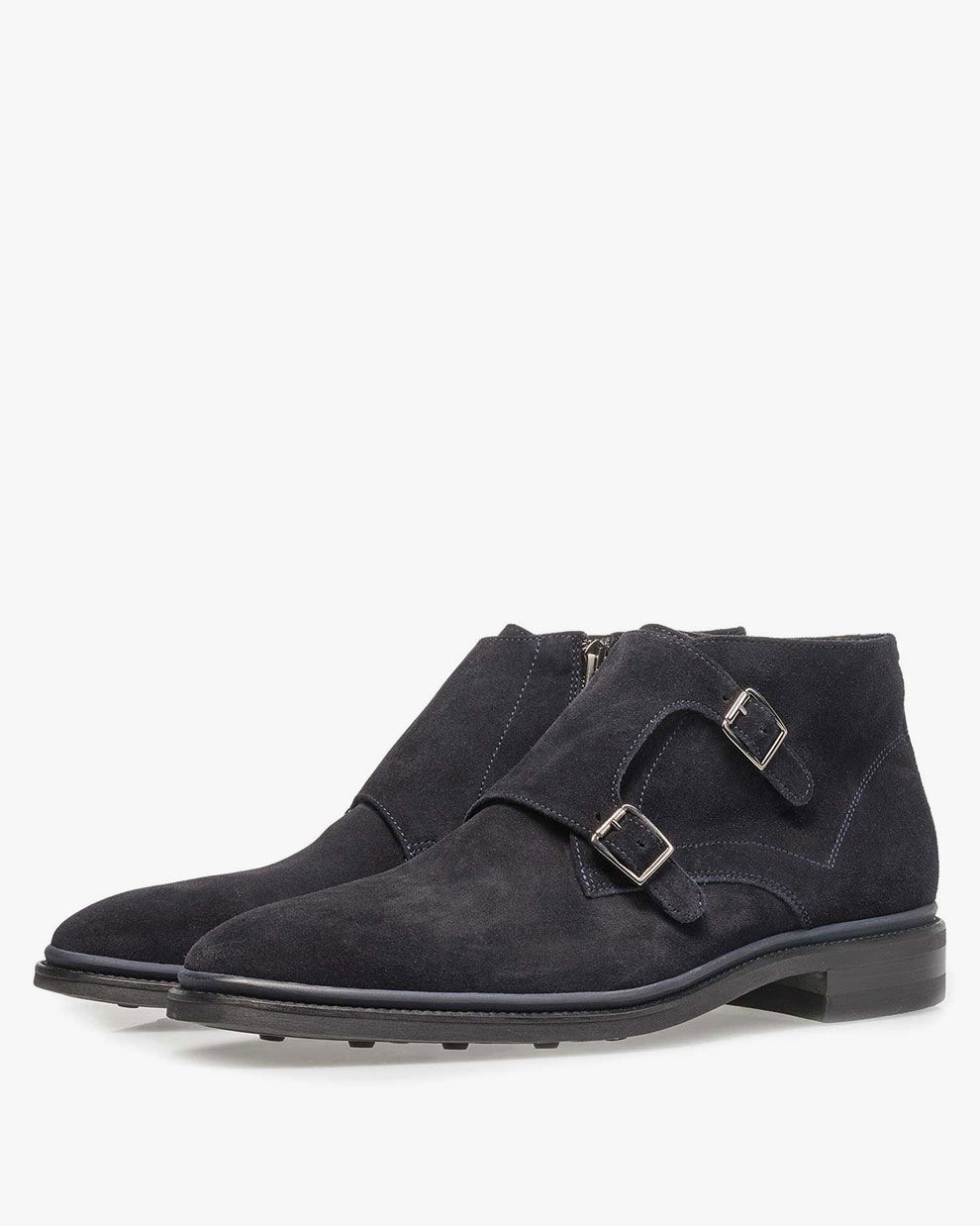 Blue suede monk strap 10672 01 Floris van Bommel Official