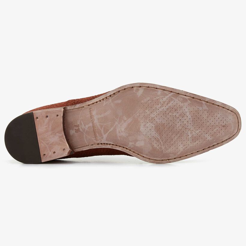 Floris van Bommel cognac suède snakeprint heren veterschoen