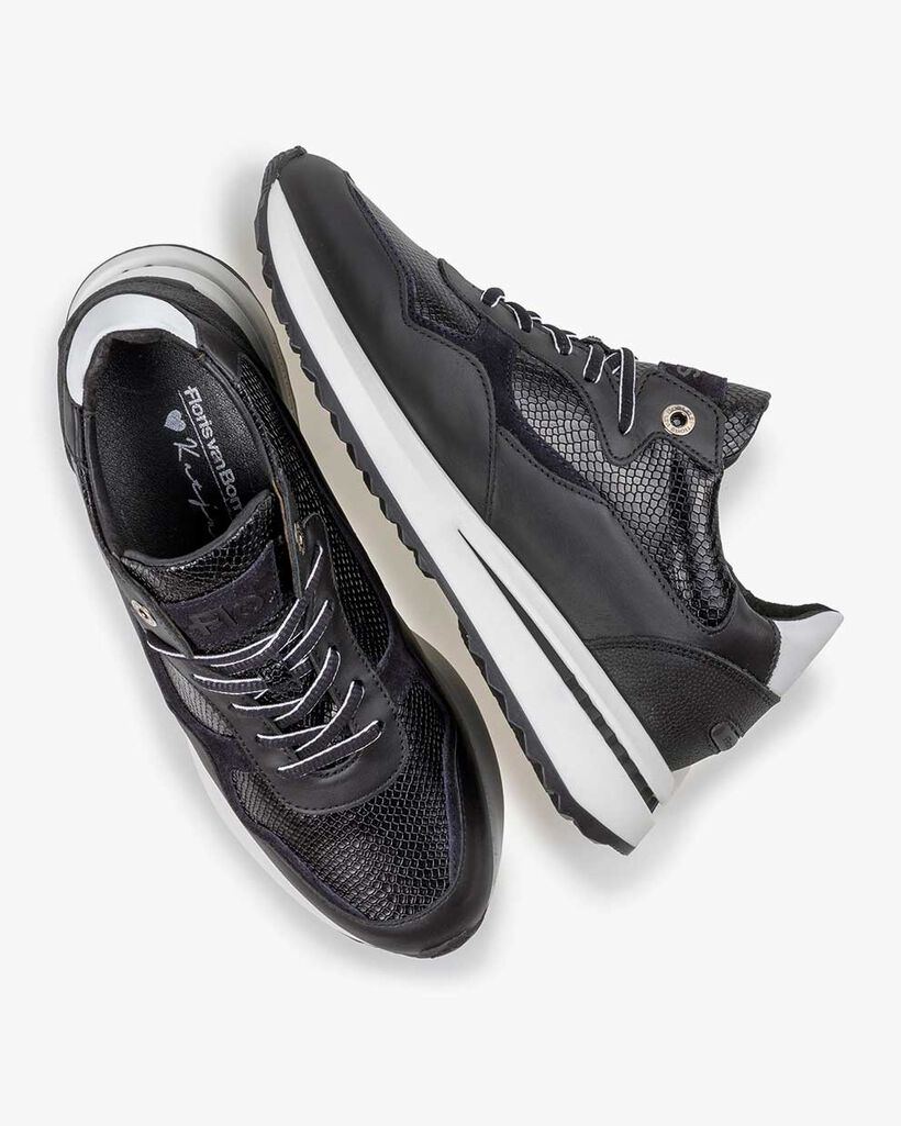 Sneaker reptielenprint zwart
