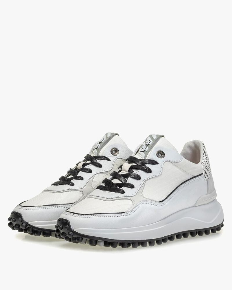 Noppi geprint leer wit