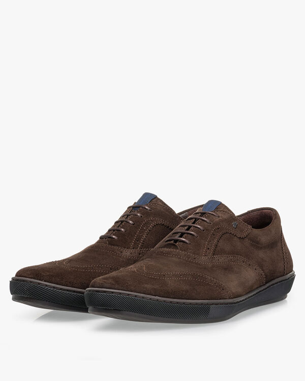 Sneaker su&egrave;de donkerbruin