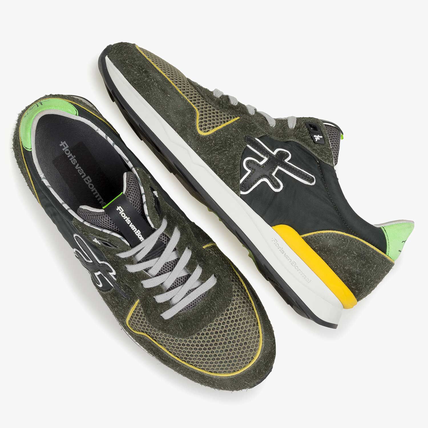 Green yellow suede leather sneaker 16246 02 Floris van Bommel