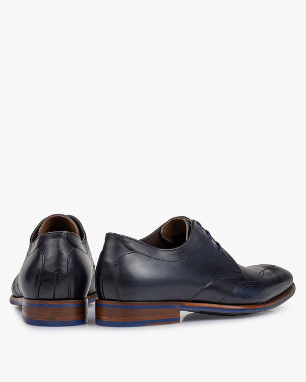 Veterschoen kalfsleer blauw