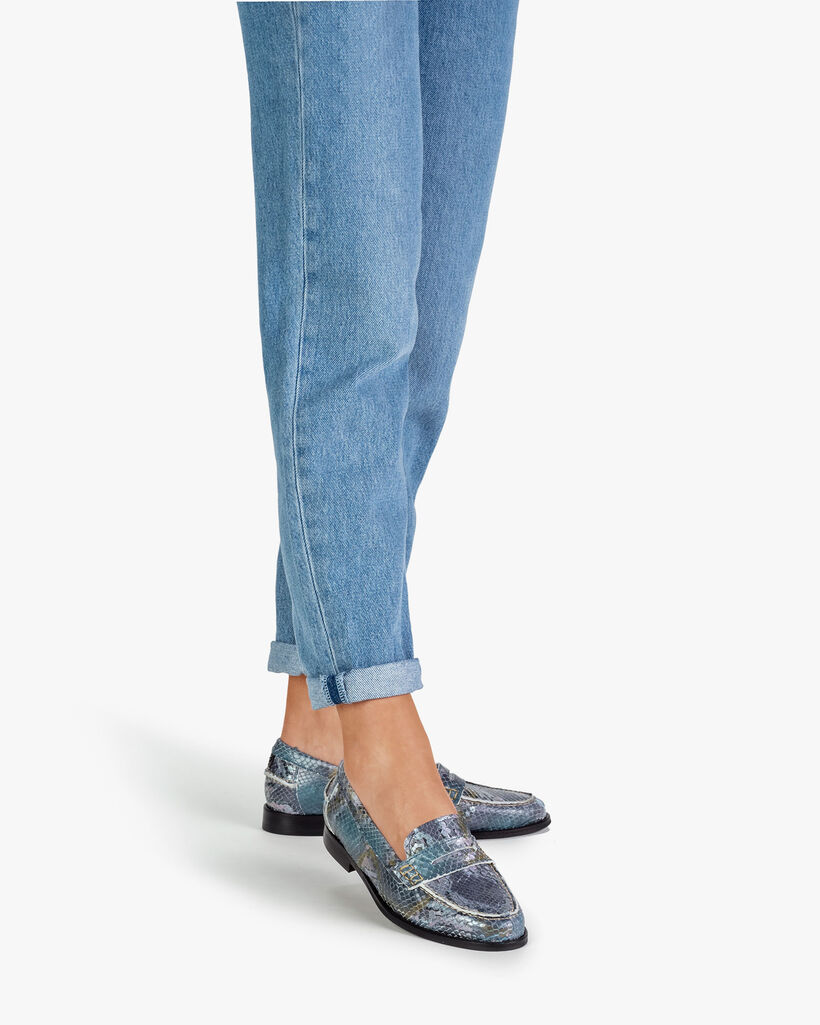 Loafer geprint leer blauw