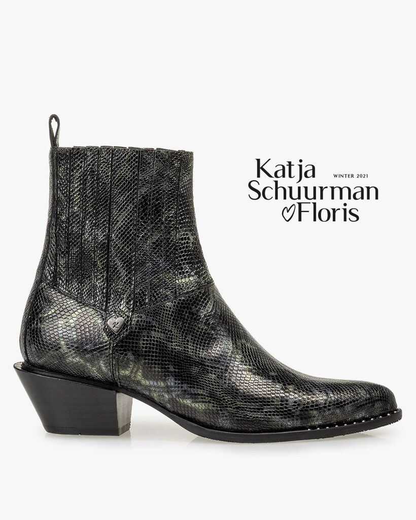 Chelsea boot reptielenprint groen