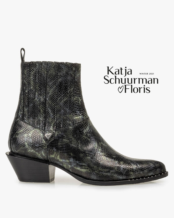 Chelsea boot reptielenprint groen