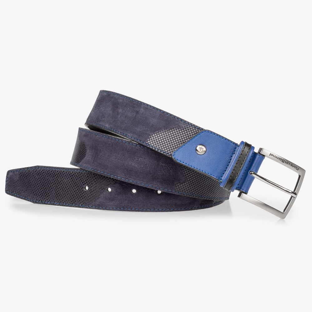 Blue suede leather belt