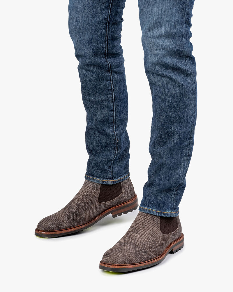 Chelsea boot reptielenprint donkergrijs