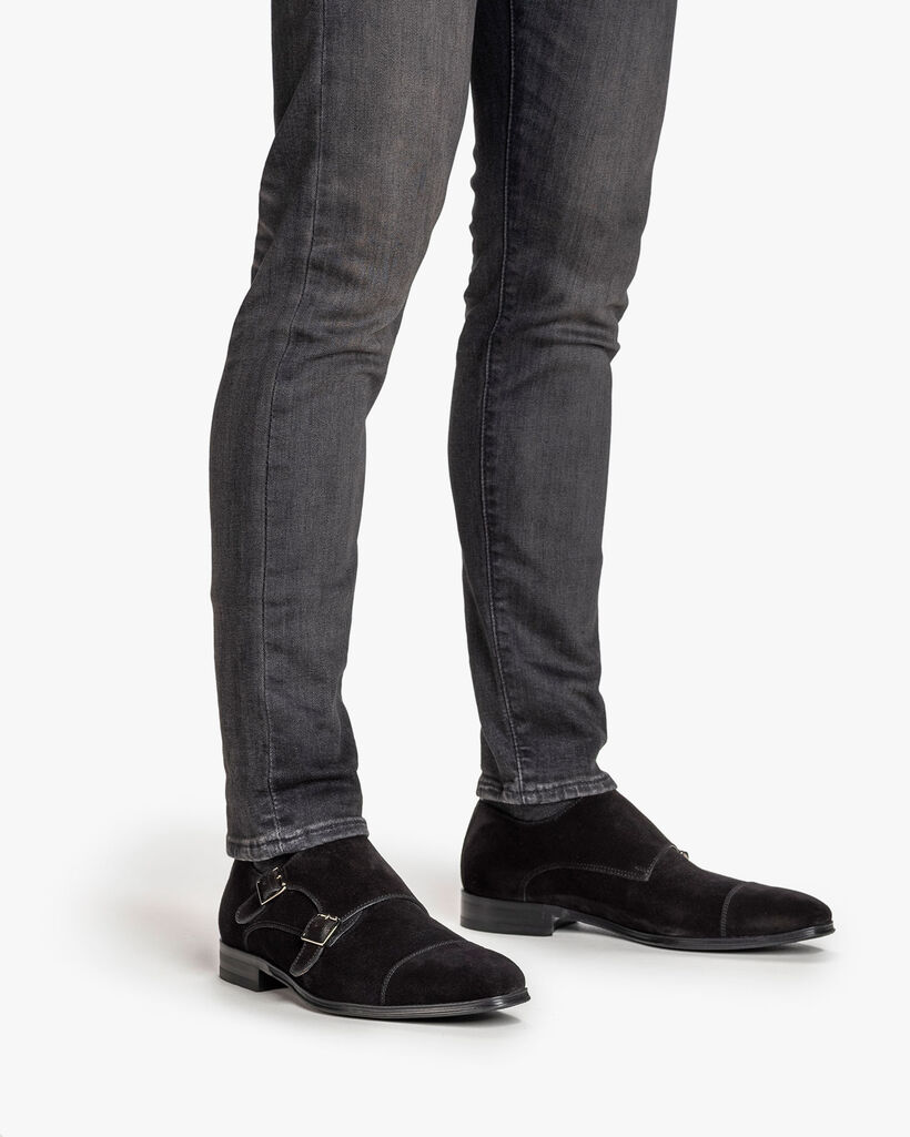 Monk strap suede black