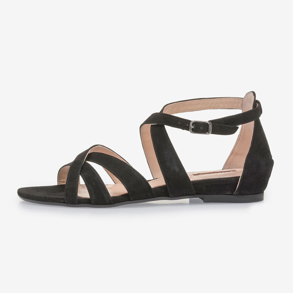 Black suede leather sandals