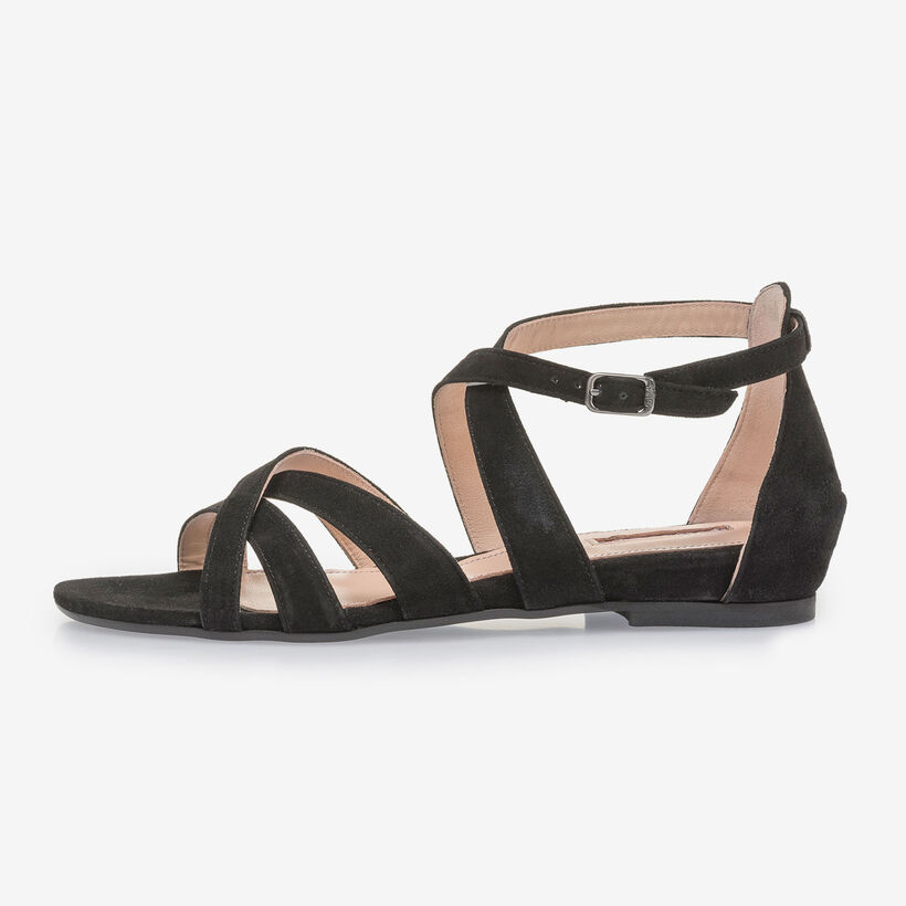 Black suede leather sandals