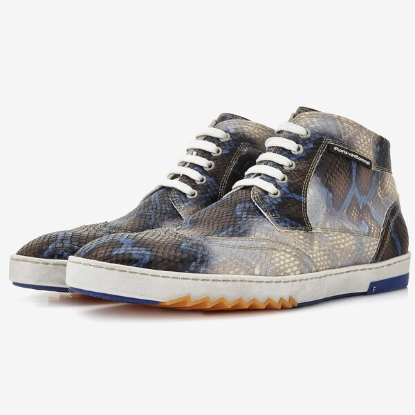 Floris van Bommel blauwe snakeprint heren sneakerboot