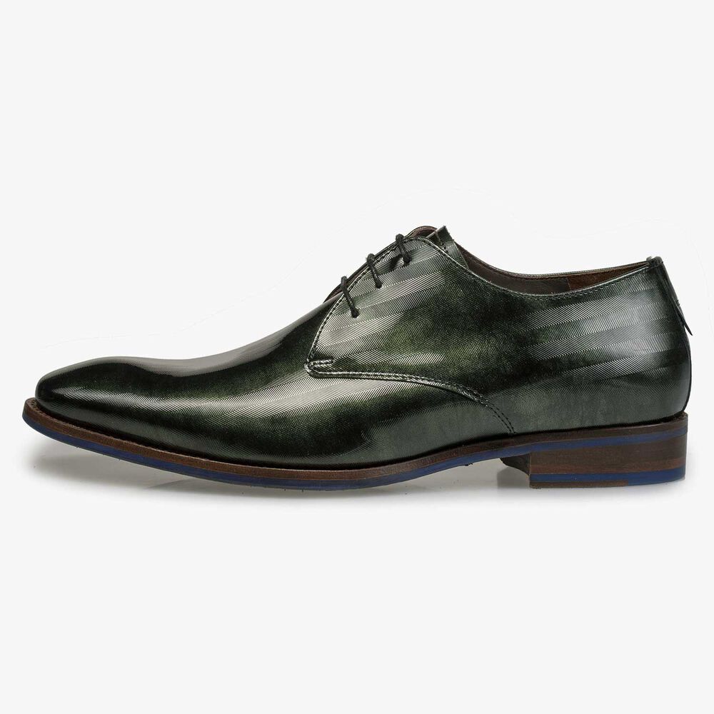 Green Premium patent leather lace shoe