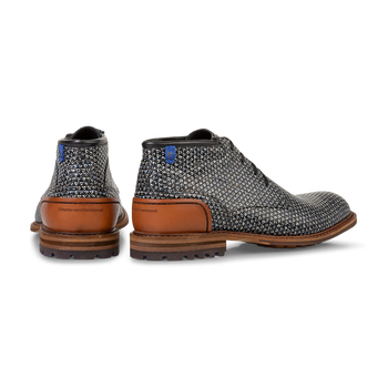Veterboot geprint leer zwart/wit