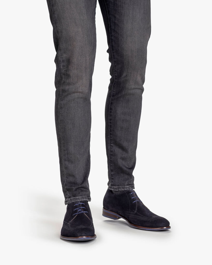 Veterschoen su&egrave;de donkerblauw