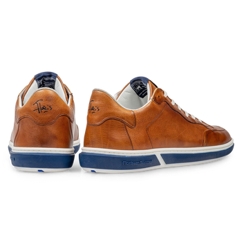 Kalfsleren veterschoen cognac