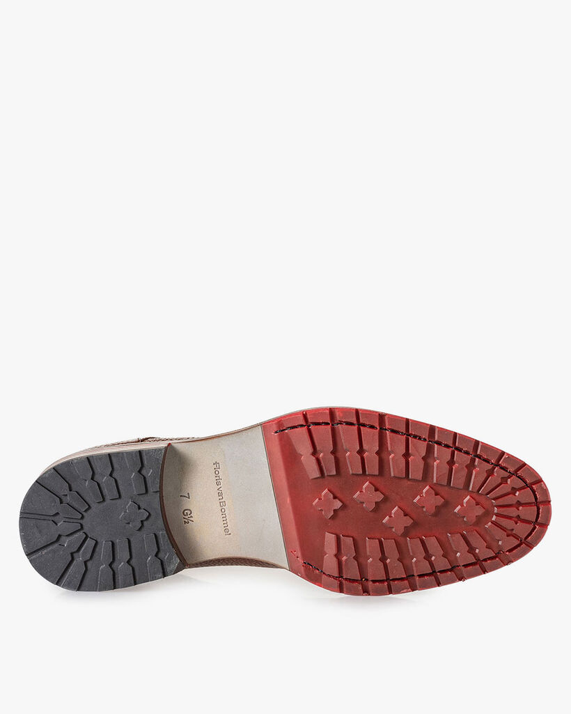 Veterboot structuurleer cognac