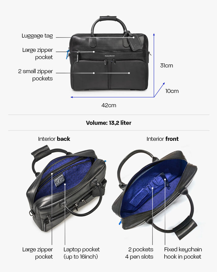 Office bag leer zwart