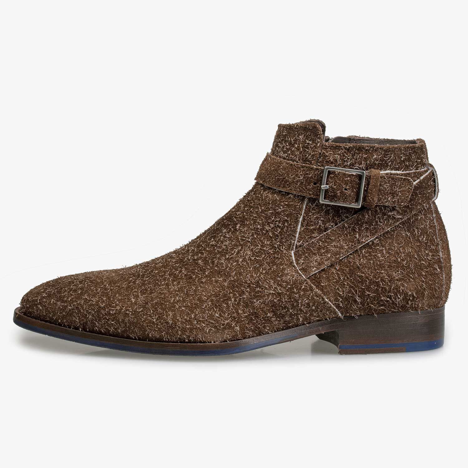 Enkellaars van harig suède met rits –bruin –10422/01|Floris van Bommel®