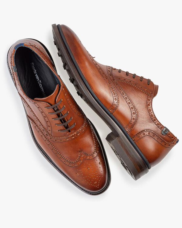 Brogue calf leather cognac