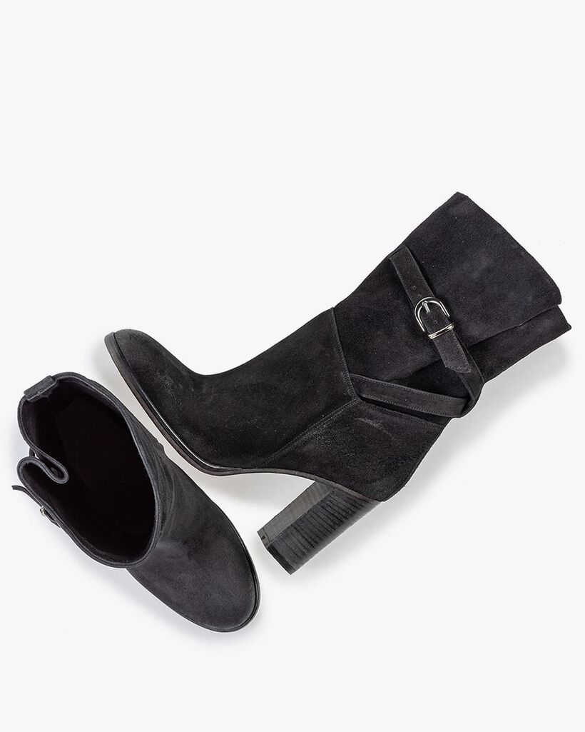 Halfhoge laars zwart su&egrave;de