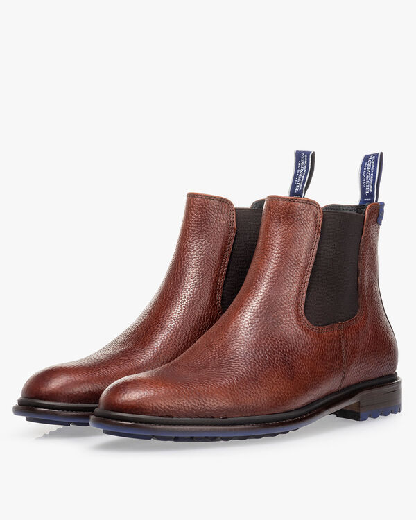 Chelsea boot geprint leer cognac