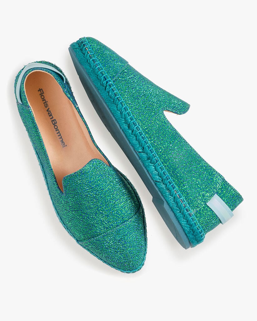 Blue espadrilles metallic print