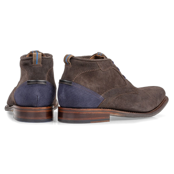 Lace boot brown suede leather