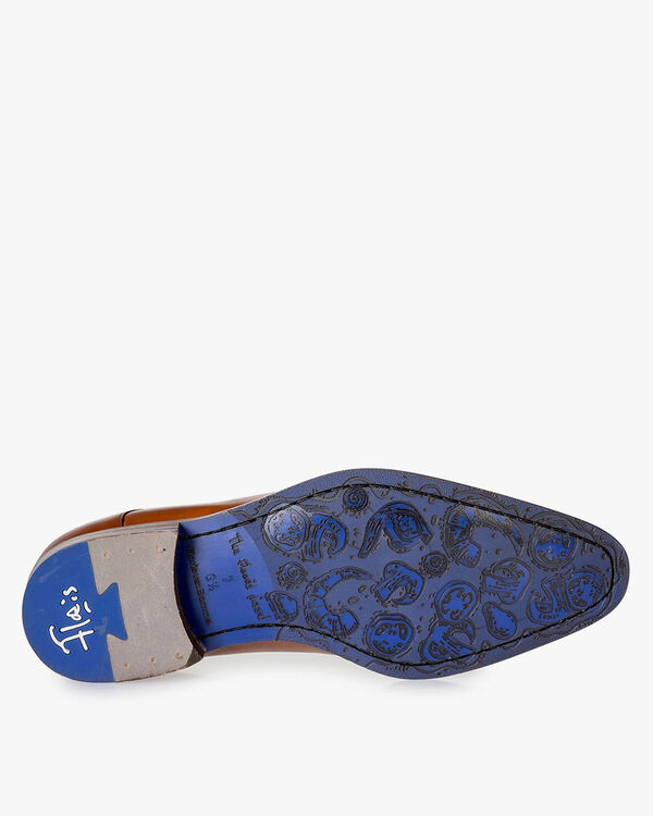 Kalfsleren veterschoen donker cognac