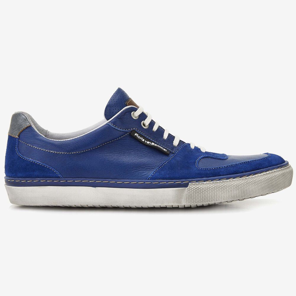 Floris van Bommel cobalt blue leather men's sneaker