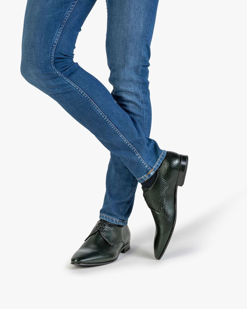 Veterschoen geprint leer groen