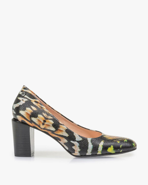 Zwarte leren pump print