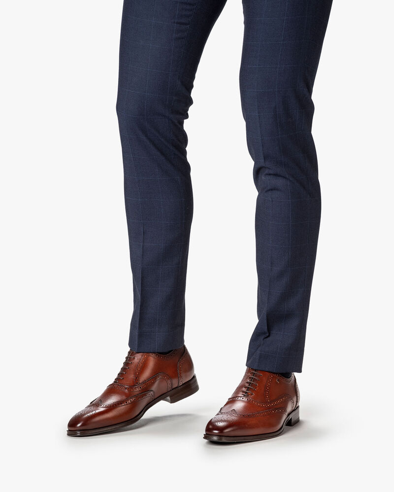 Veterschoen kalfsleer donker cognac