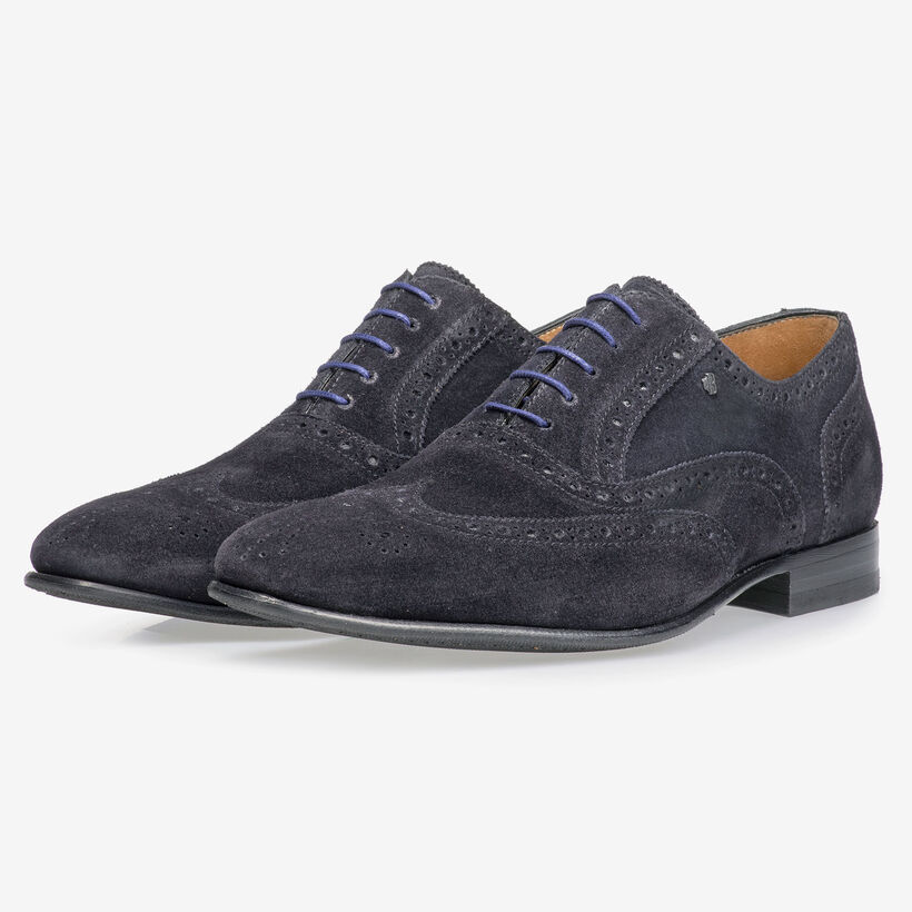 Donkerblauwe su&egrave;de brogue