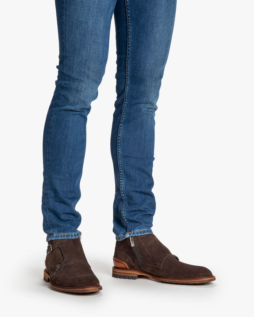 Monk strap suede dark brown