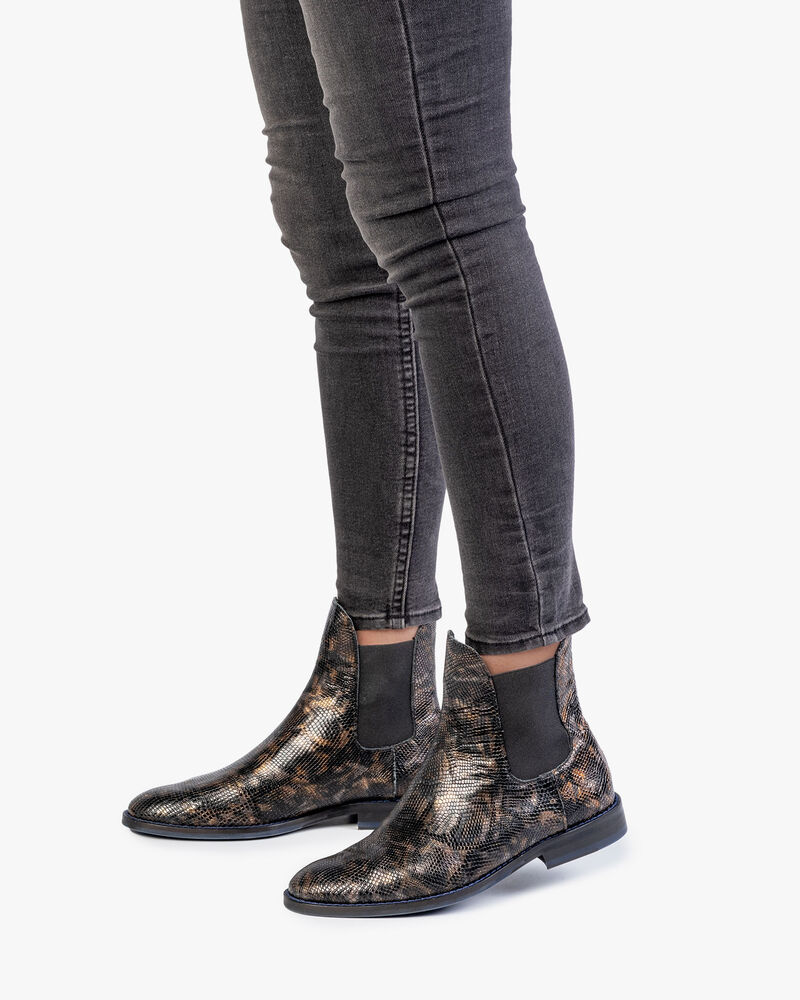 Chelsea boot crocoprint koper