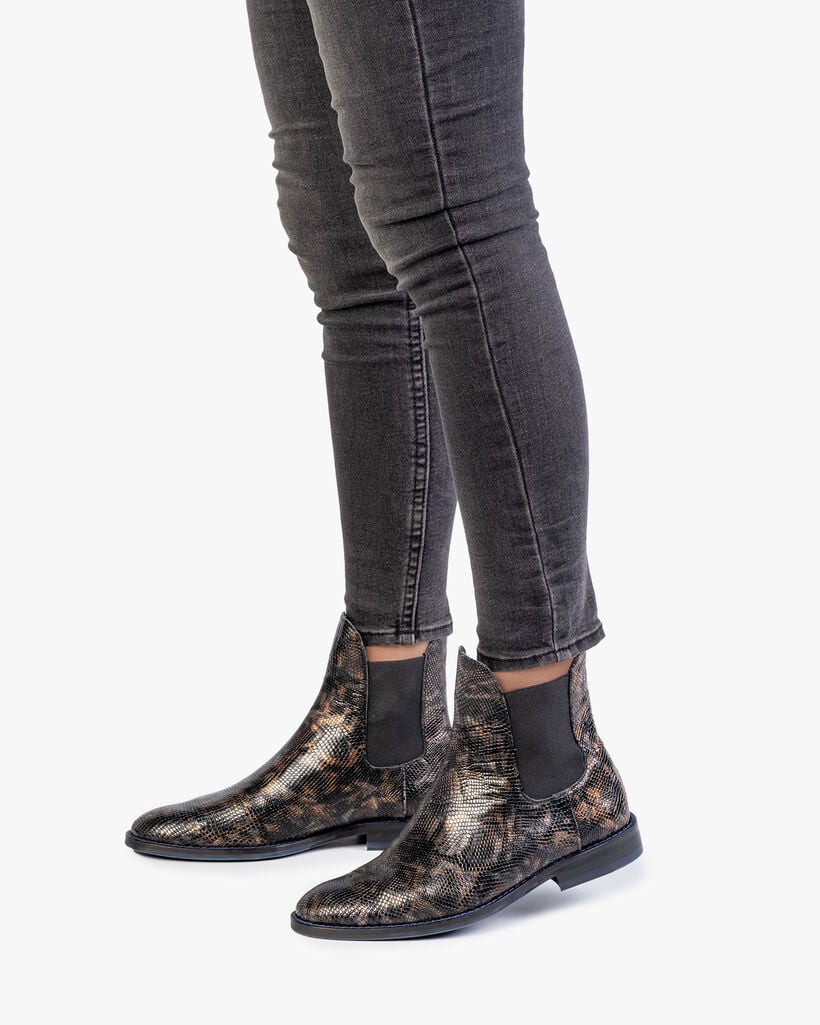 Chelsea boot crocoprint koper