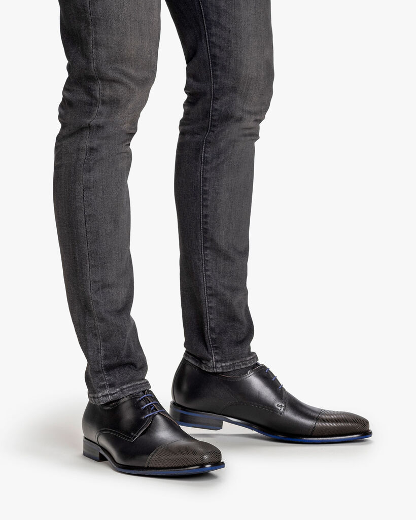 Veterschoen kalfsleer zwart